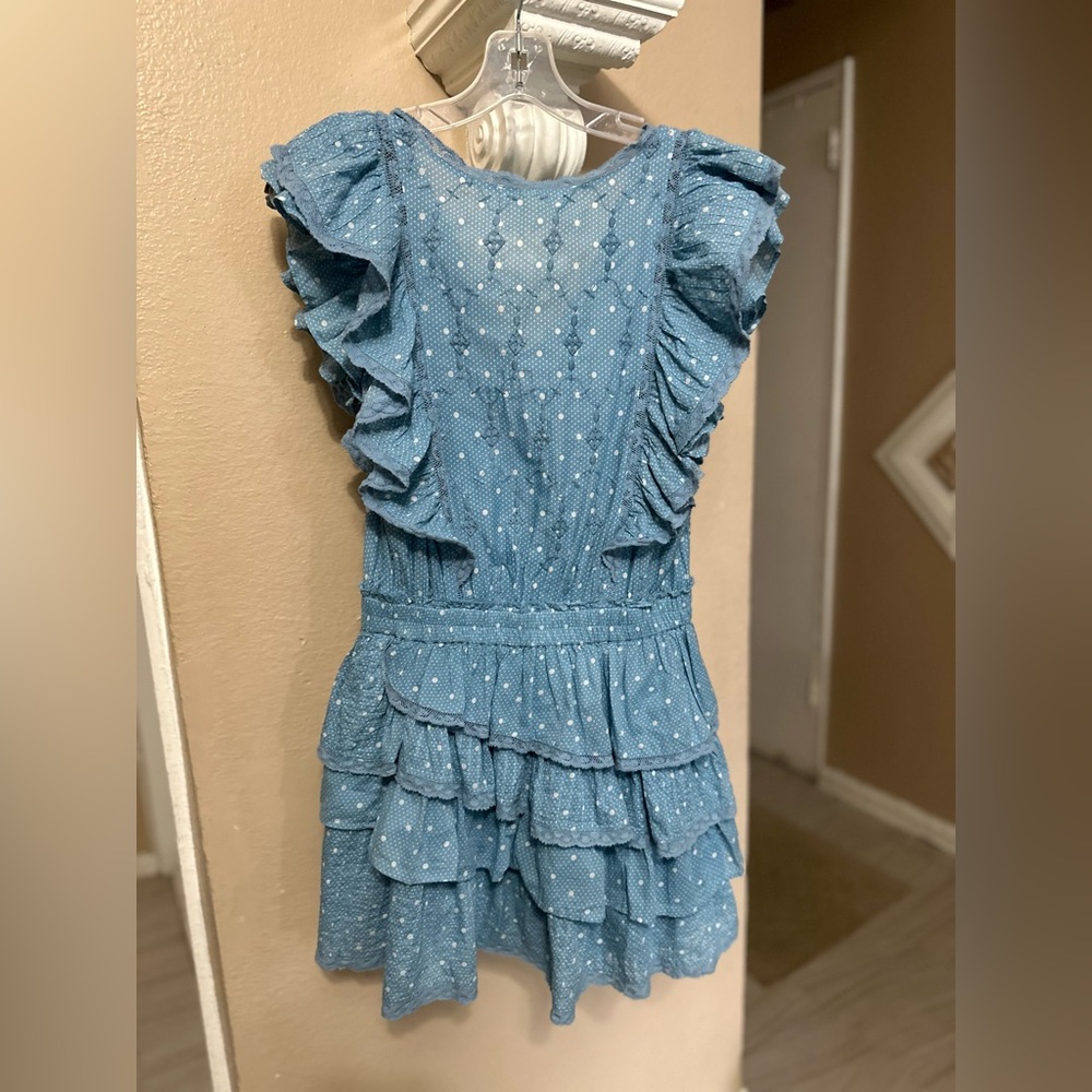 LoveShackFancy Blue Ruffled Tiered Sundress